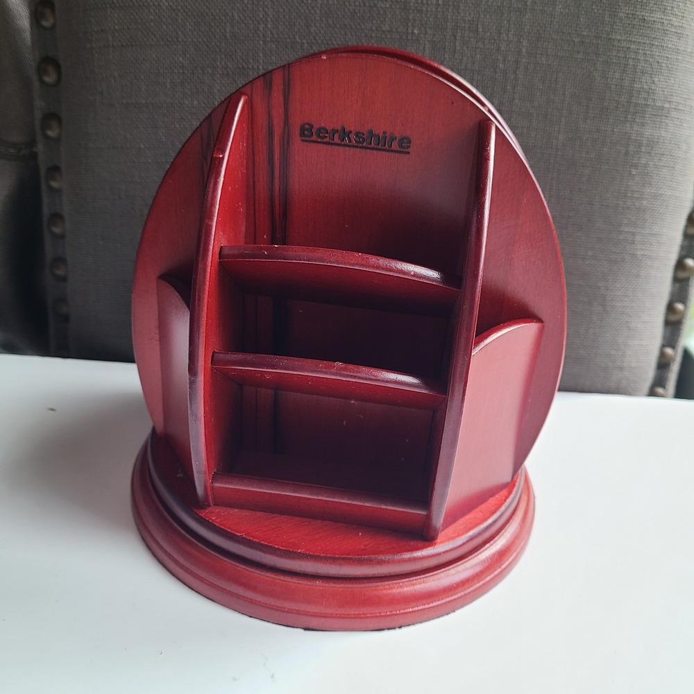 Berkshire Executive Rotating Desk Organizer in‎ Cherry Pencil Pen Holder MCM